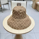 GG BUCKET HAT WIDE BRIM IN BEIGE MONOGRAM CANVAS