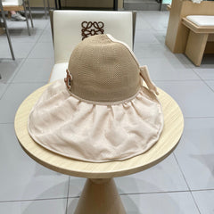 WIDE BRIM HALF HEAD HAT MODEL 650678 IN DARK BEIGE MESH FABRIC