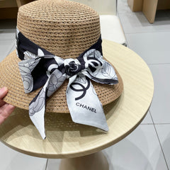NATURAL STRAW BUCKET HAT WITH RIBBON 672773