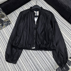 MONCLER ZIP-UP JACKET WITH STAND COLLAR IN BLACK 267979