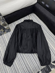 MONCLER ZIP-UP JACKET WITH STAND COLLAR IN BLACK 267979