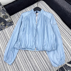 MONCLER ZIP-UP JACKET WITH STAND COLLAR IN SKY BLUE 267975