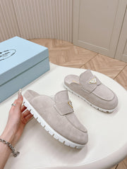 PRA SABOTS MULES LIGHT GRAY SUEDE
