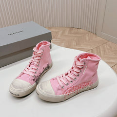 HIGH-TOP SNEAKERS GRAFFITI IN PINK CANVAS