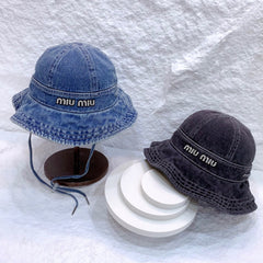 MM NEW DENIM BUCKET HAT RHINESTONE LOGO