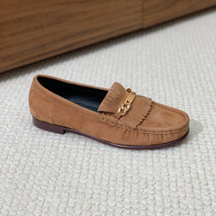 LUCO LOAFER WITH FRINGES IN COPPER BROWN SUEDE