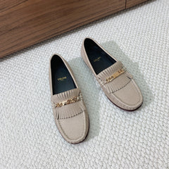 LUCO LOAFER WITH FRINGES IN KHAKI BROWN LAMBSKIN