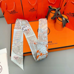 HERMES 25S SILK NECKERCHIEF 86 IN SILK 714349