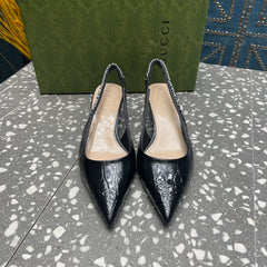 GG SIGNORIA 45 SLINGBACK PUMP BLACK CALFSKIN