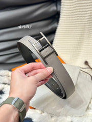 HM QUENTIN 32MM REVERSIBLE BELT BLACK AND KHAKI BROWN LEATHER BLACK HARDWARE