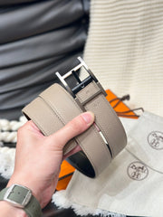 HM NEO TANDEM 32MM REVERSIBLE BELT BLACK AND TAN LEATHER SILVER BUCKLE