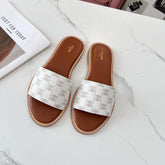 LYMPIA MULE WHITE CANVAS EMBROIDERED LOGO