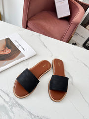 LYMPIA MULE BLACK CANVAS EMBROIDERED LOGO