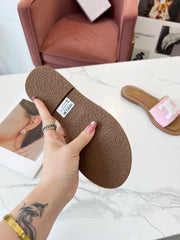 LYMPIA MULE STRIPED LIGHT PINK CANVAS WOOL LOGO