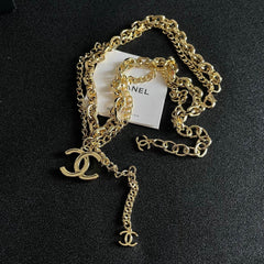 DOUBLE C NECKLACE DOUBLE CHAIN IN GOLD PLATING