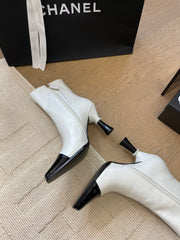 BONGADE BOOTS IN WHITE MIX BLACK CALFSKIN