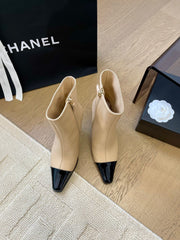 BONGADE BOOTS IN BEIGE MIX BLACK CALFSKIN