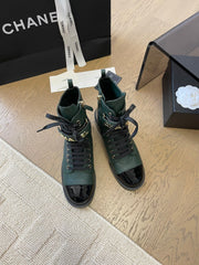 ALPHABET MARTIN BOOTS IN FOREST GREEN LAMBSKIN