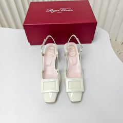 ROGER VIVIER 25S BELLE VIVIER SLINGBACK PUMPS 45MM IN LIGHT SAGE MESH FABRIC