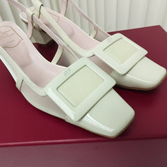 ROGER VIVIER 25S BELLE VIVIER SLINGBACK PUMPS 45MM IN LIGHT SAGE MESH FABRIC