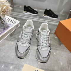 SNEAKERS IN WHITE MIX SILVER MESH AND CALFSKIN