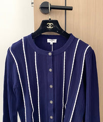 CC 25 Cardigan In Navy Blue Wool