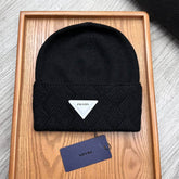 BEANIE HAT IN BLACK WOOL AND RABBIT FUR 436400