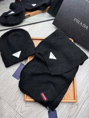 SET SCARF AND HAT IN BLACK WOOL AND RABBIT FUR 397410