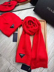 SET SCARF AND HAT IN CHERRY RED WOOL AND RABBIT FUR 397409