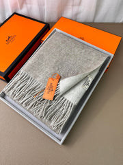 DOUBLE-FACE SCARF 200 CM IN GREY CASHMERE