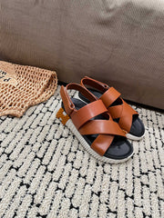 ELECTRIC SANDAL BLACK MIX CARAMEL CALFSKIN