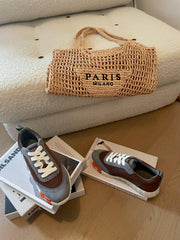 BOUNCING SNEAKERS GRAY MIX BROWN CALFSKIN