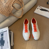 BOUNCING SNEAKERS WHITE CALFSKIN WITH ORANGE LACES