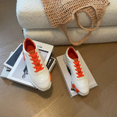 BOUNCING SNEAKERS WHITE CALFSKIN WITH ORANGE LACES