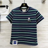 CC Beaded Flowers Shirt Dark Blue Cotton