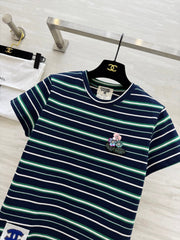 CC Beaded Flowers Shirt Dark Blue Cotton