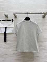 CC Beaded T-shirt Gray White Cotton