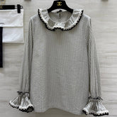 CC Vertical Striped T-shirt Gray Cotton