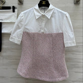 CC 25 Short Sleeved Tweed Pink Tweed Fabric