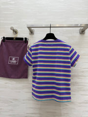 CC Strip Beaded T-shirt Purple Cotton