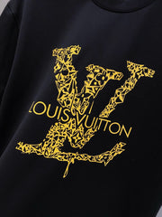 LV BLACK COTTON T-SHIRT YELLOW LOGO 238821