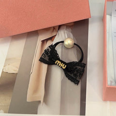 SCRUNCHIE IN BLACK LACE AND SPANDEX FABRIC 250458