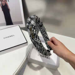 BLACK MIX WHITE WOOL HAIRBAND 412547