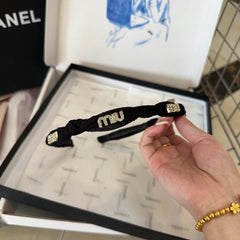 HEADBAND CRYSTALS LOGO IN BLACK VOILE 414443