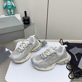 XL FISHNET SNEAKER IN GRAY AND BEIGE MESH, POLYURETHANE, POLYESTER WITH RHINESTONES