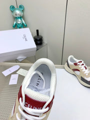 RUNNER CR-03 LOW LACE-UP IN WHITE MESH AND BEIGE CALFSKIN