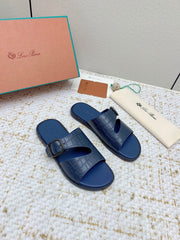 SANDALS IN CLASSIC BLUE SNAKE EMBOSSED CALFSKIN