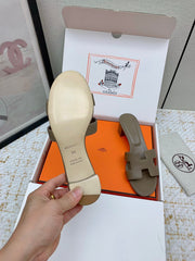 HM OASIS SANDAL HEEL 50MM IN TAUPE BROWN CALFSKIN