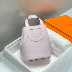 HERMES 25S IN THE LOOP 18 IN LIGHT PINK CALFSKIN SILVER HARDWARE