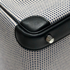 QUADRILLE BIRKIN 25CM IN BLACK SWIFT CALFSKIN WHITE BLUE PINK PLAID TOILE CANVAS